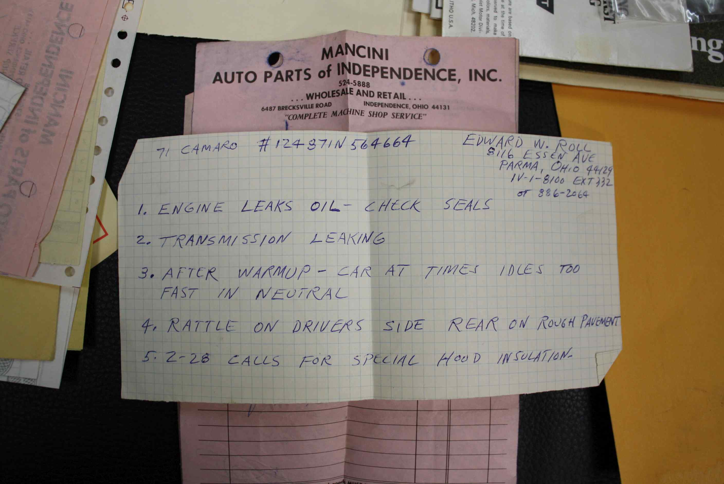 1971 Camaro Z28 17k original miles Unrestored Original.
