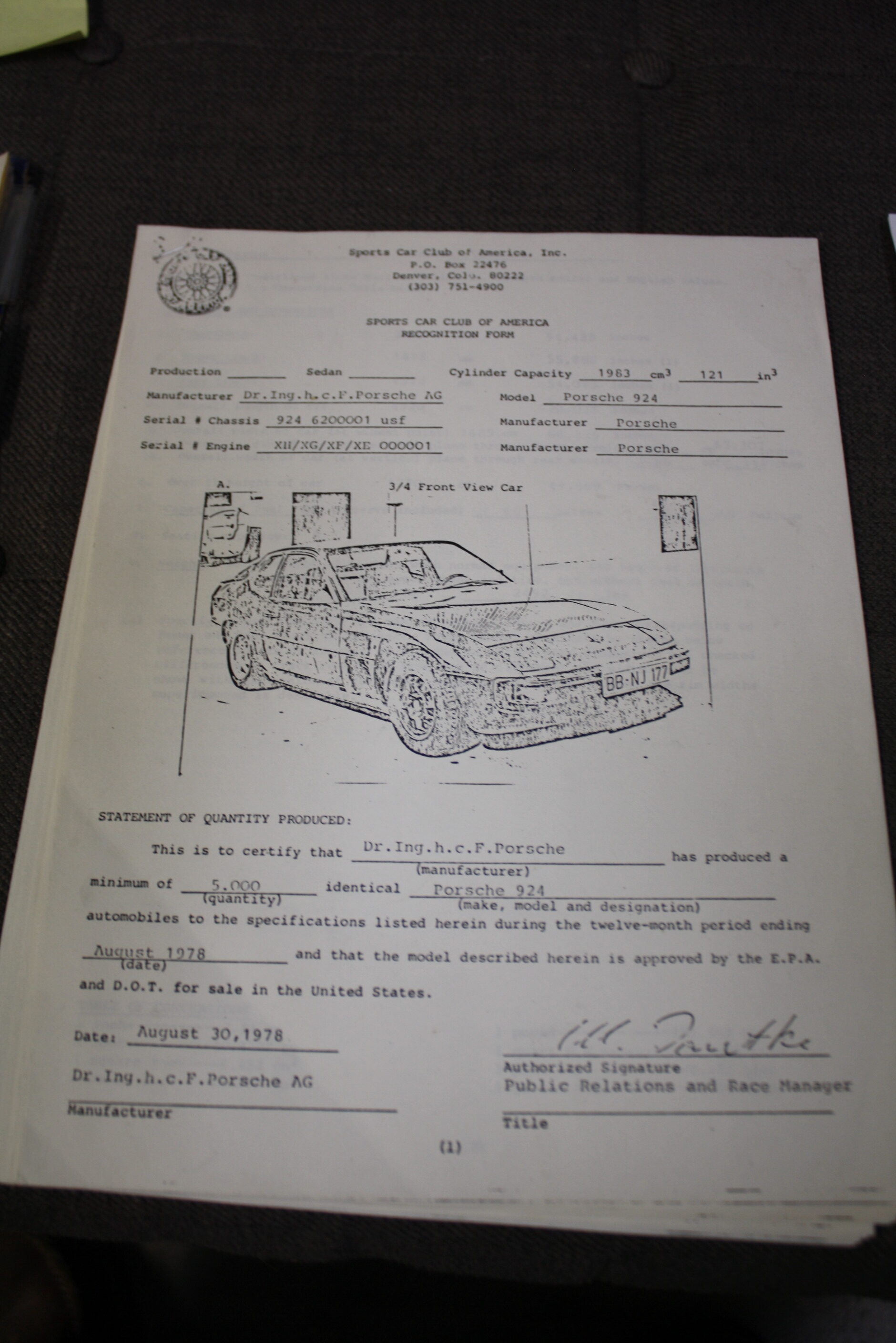 1978 Porsche 924/933 Factory D Production Race Car