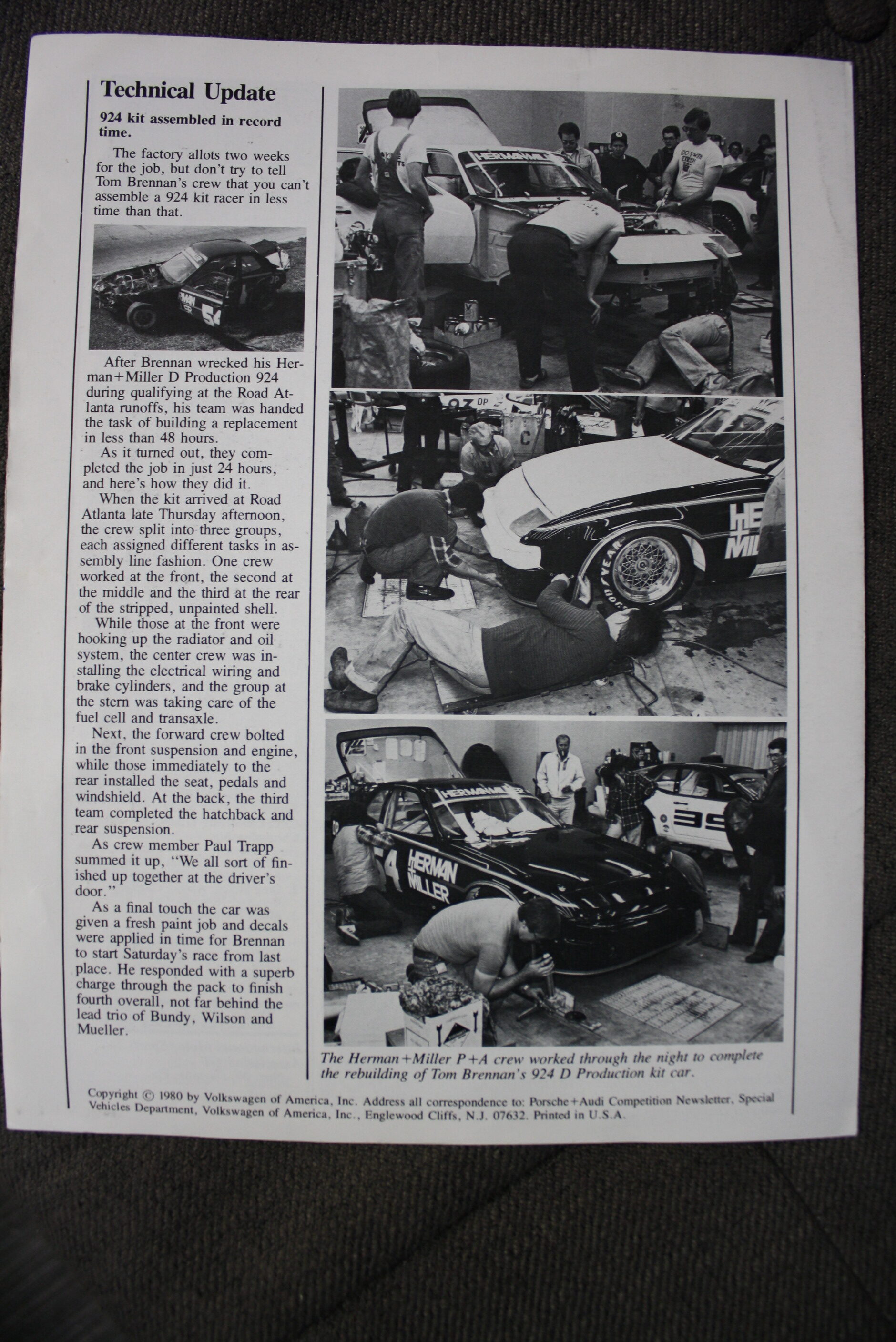 1978 Porsche 924/933 #54 Herman Miller Factory Built Porsche D/P Race Car