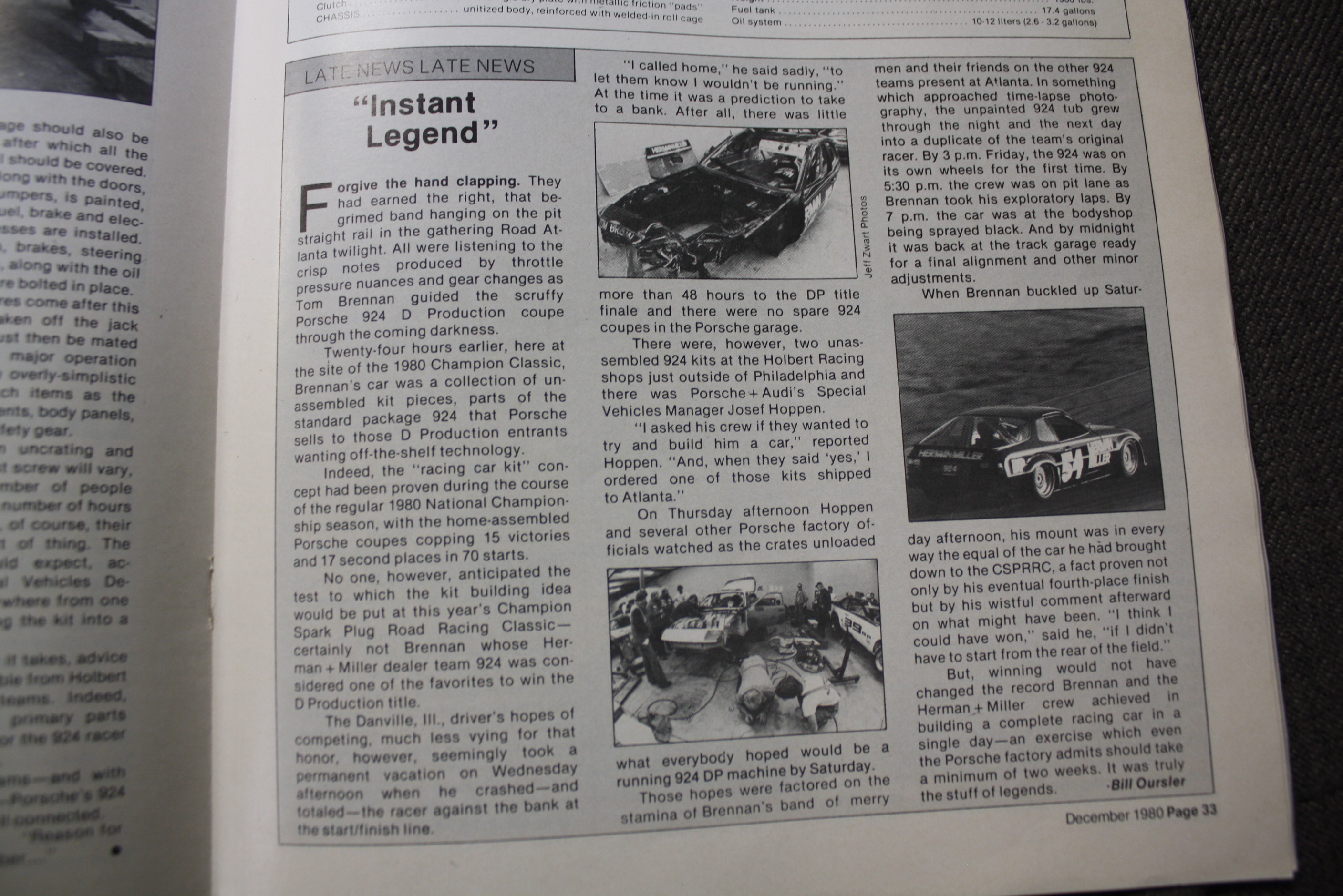 1978 Porsche 924/933 #54 Herman Miller Factory Built Porsche D/P Race Car