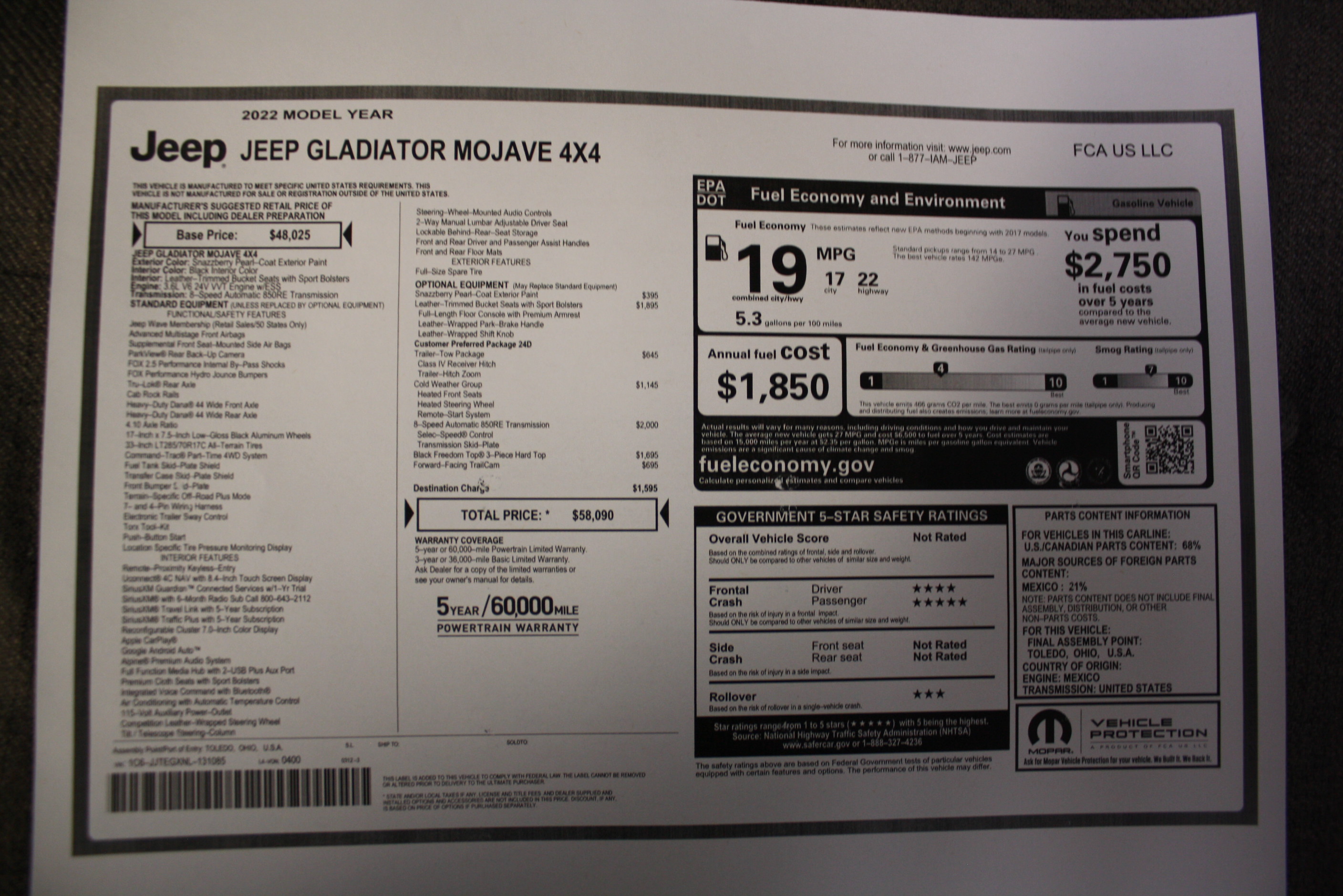2022 Jeep Gladiator Mojave Edition