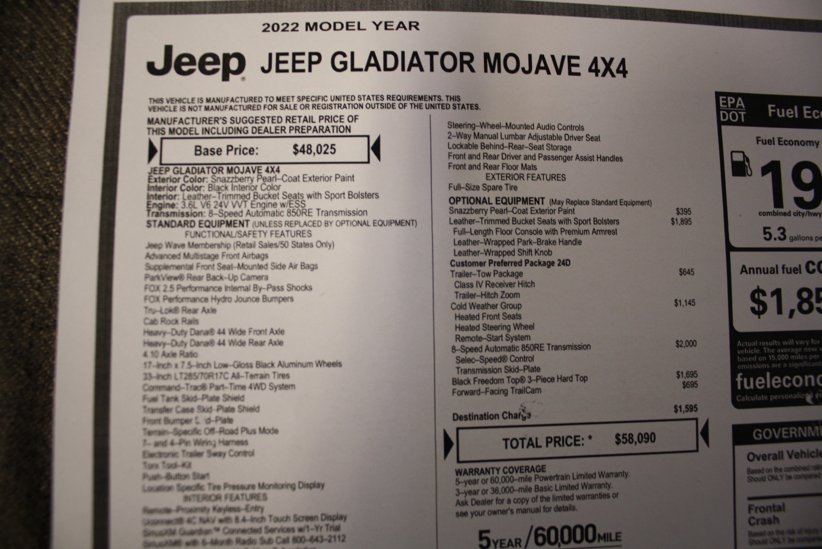 2022 Jeep Gladiator Mojave Edition