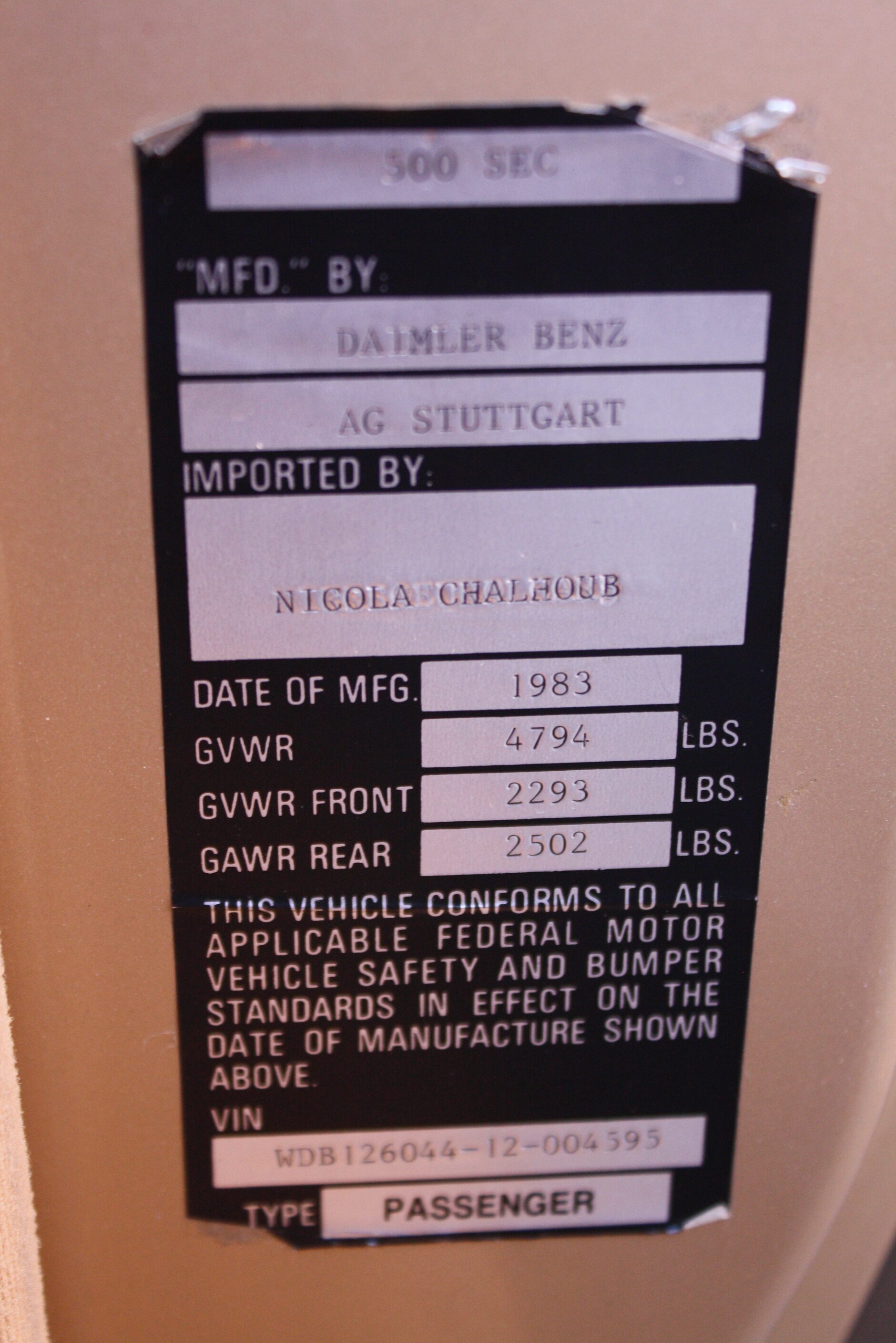 1983 Mercedes Benz 500sec