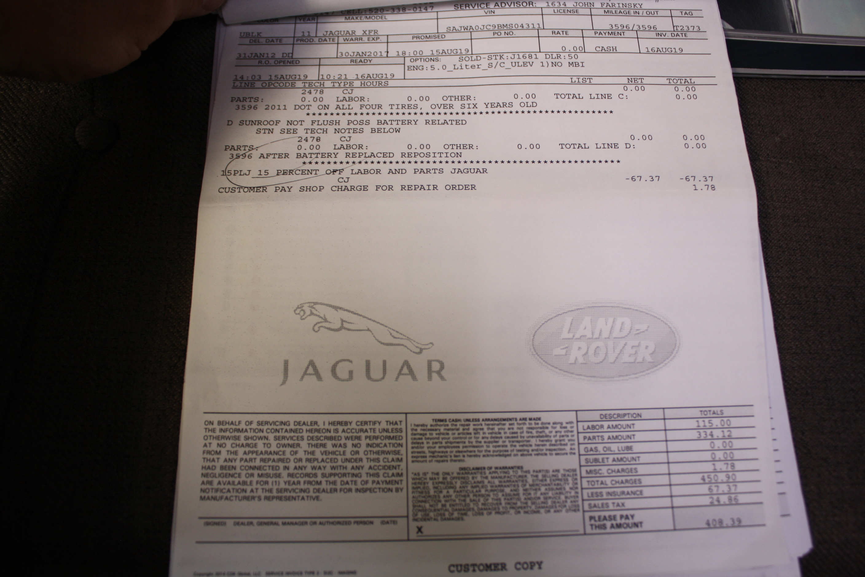 2011 Jaguar XFR with 5500 miles since new