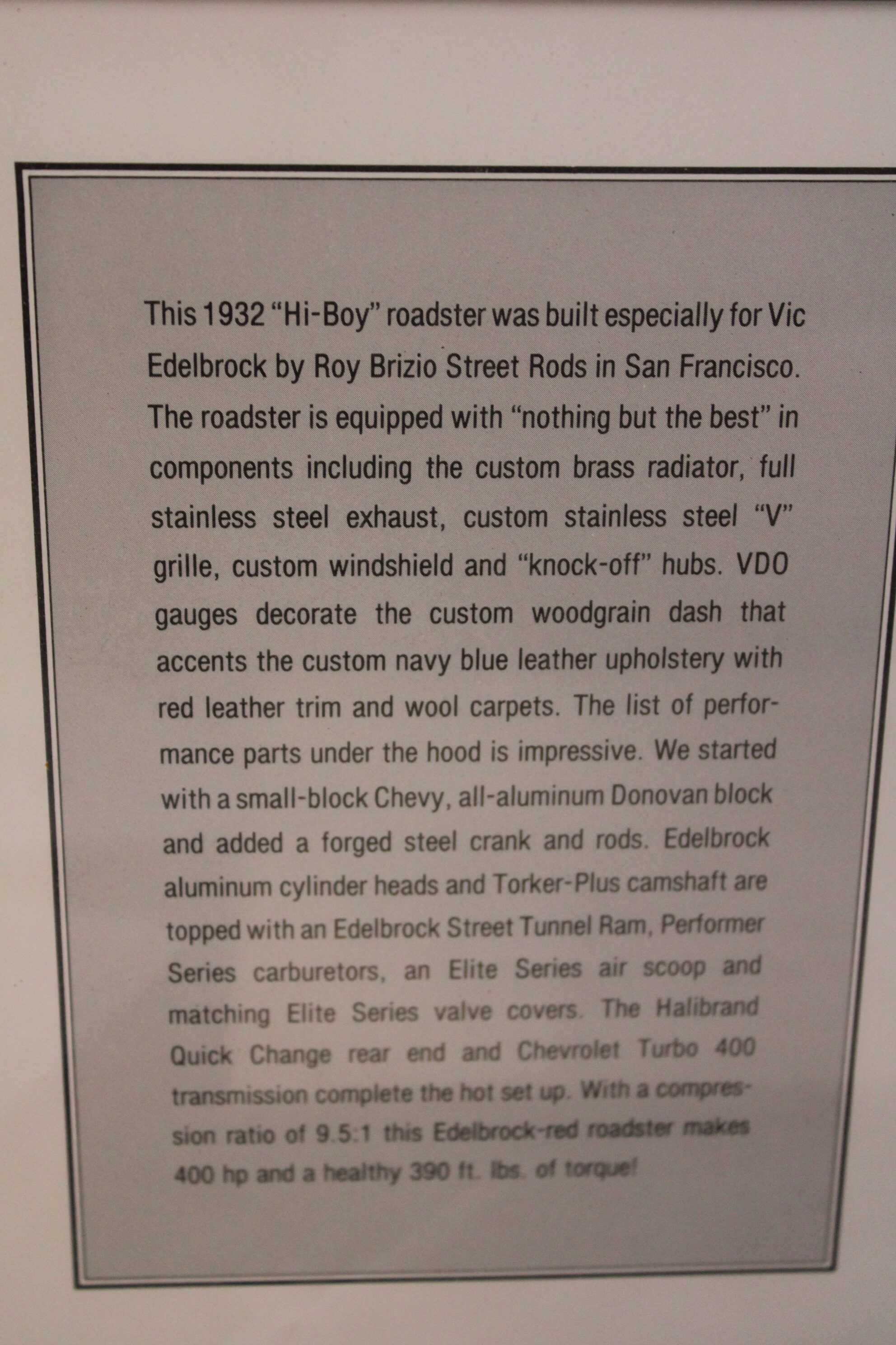 The ex “Vic Edelbrock” 1932 Ford Roadster
