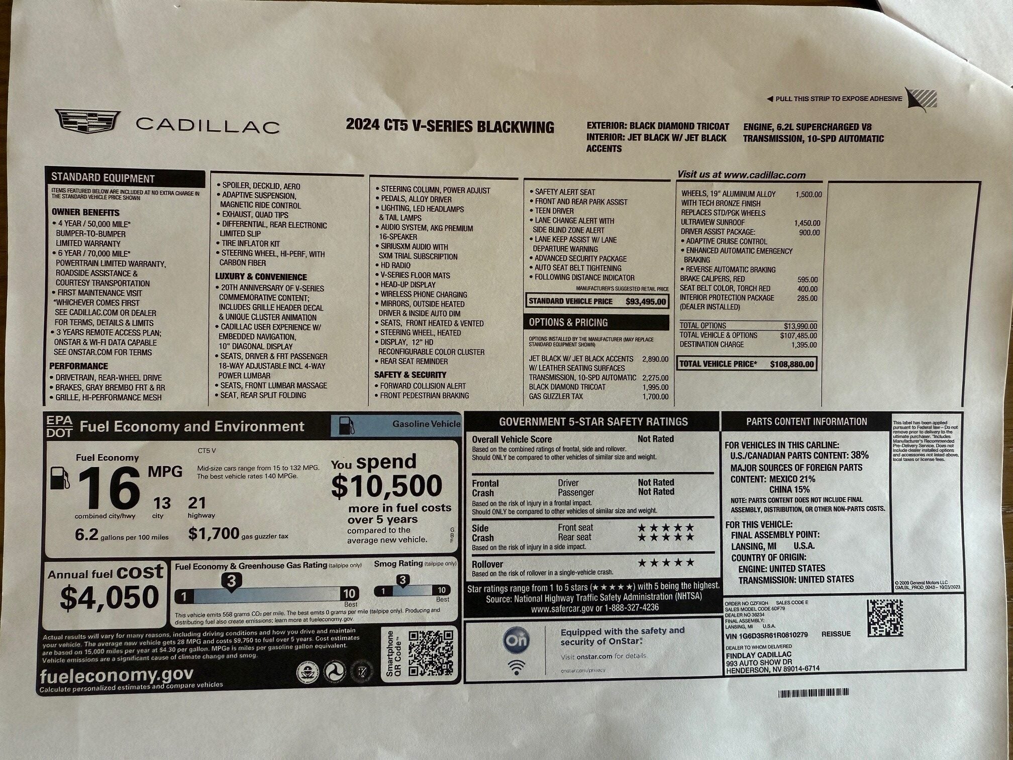2024 Cadillac CT5 V Blackwing 20th Anniversary