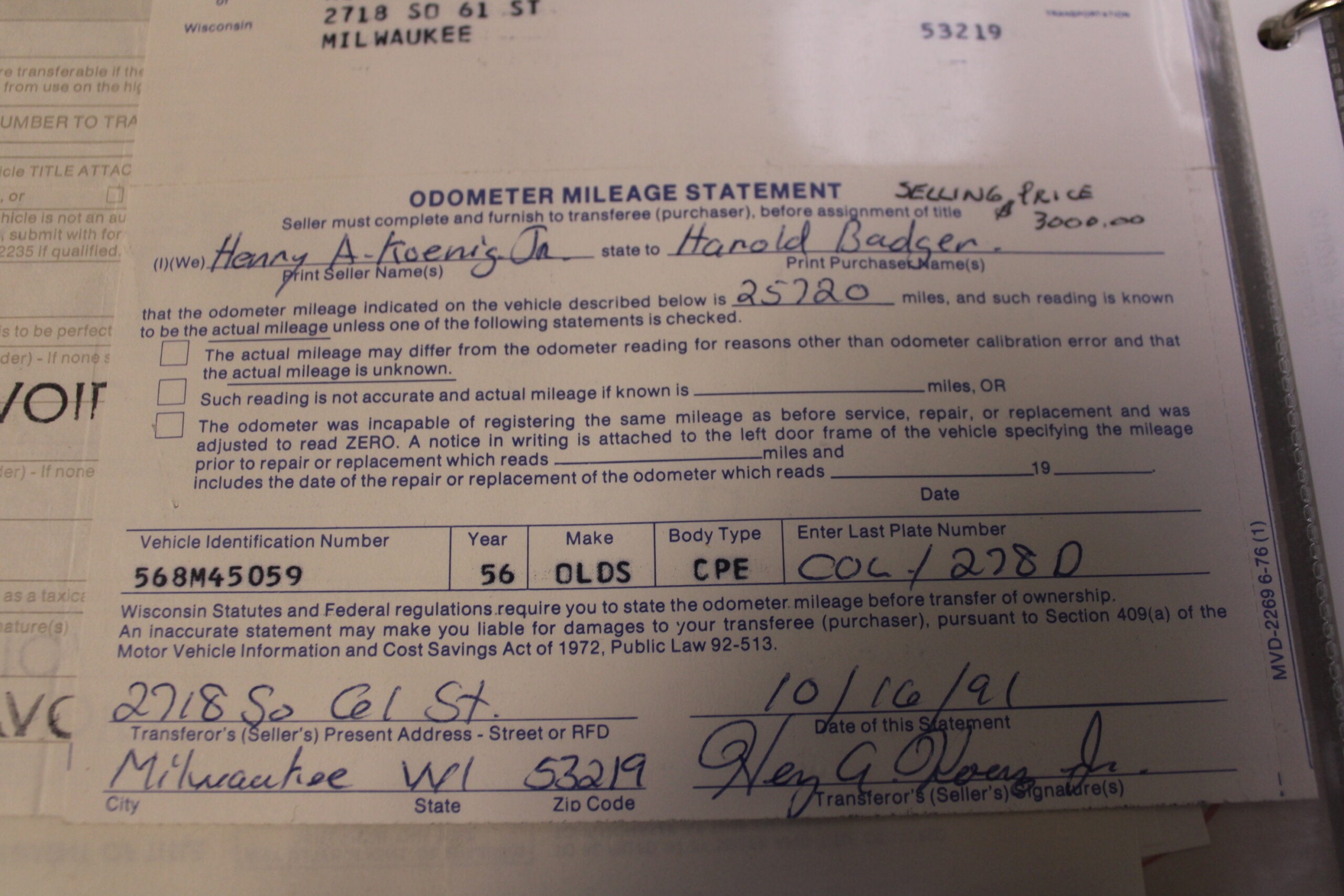 1956 Oldsmobile 88 w/ 28k original miles